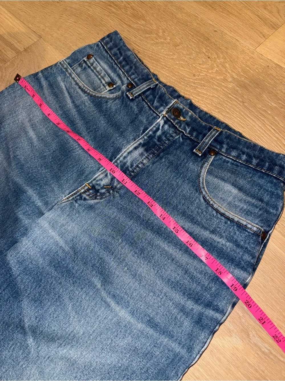 VTG Levi's 545 Brown Leather Tab Blue Jeans